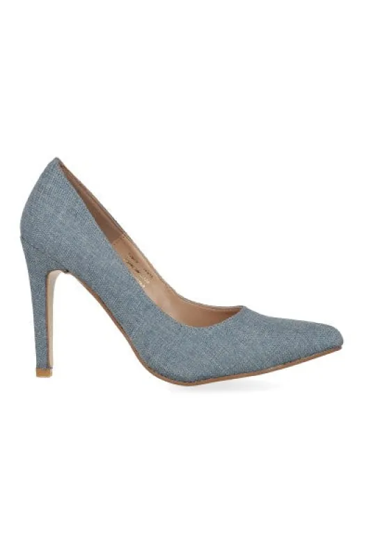 Tacón pump puntal denim sold by Shasa