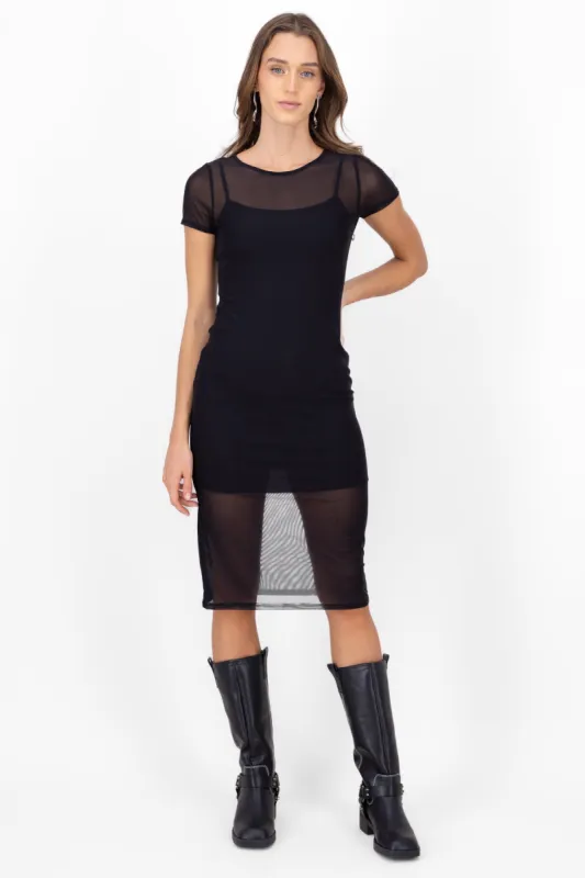 Vestido bodycon con manga larga de mesh sold by Shasa