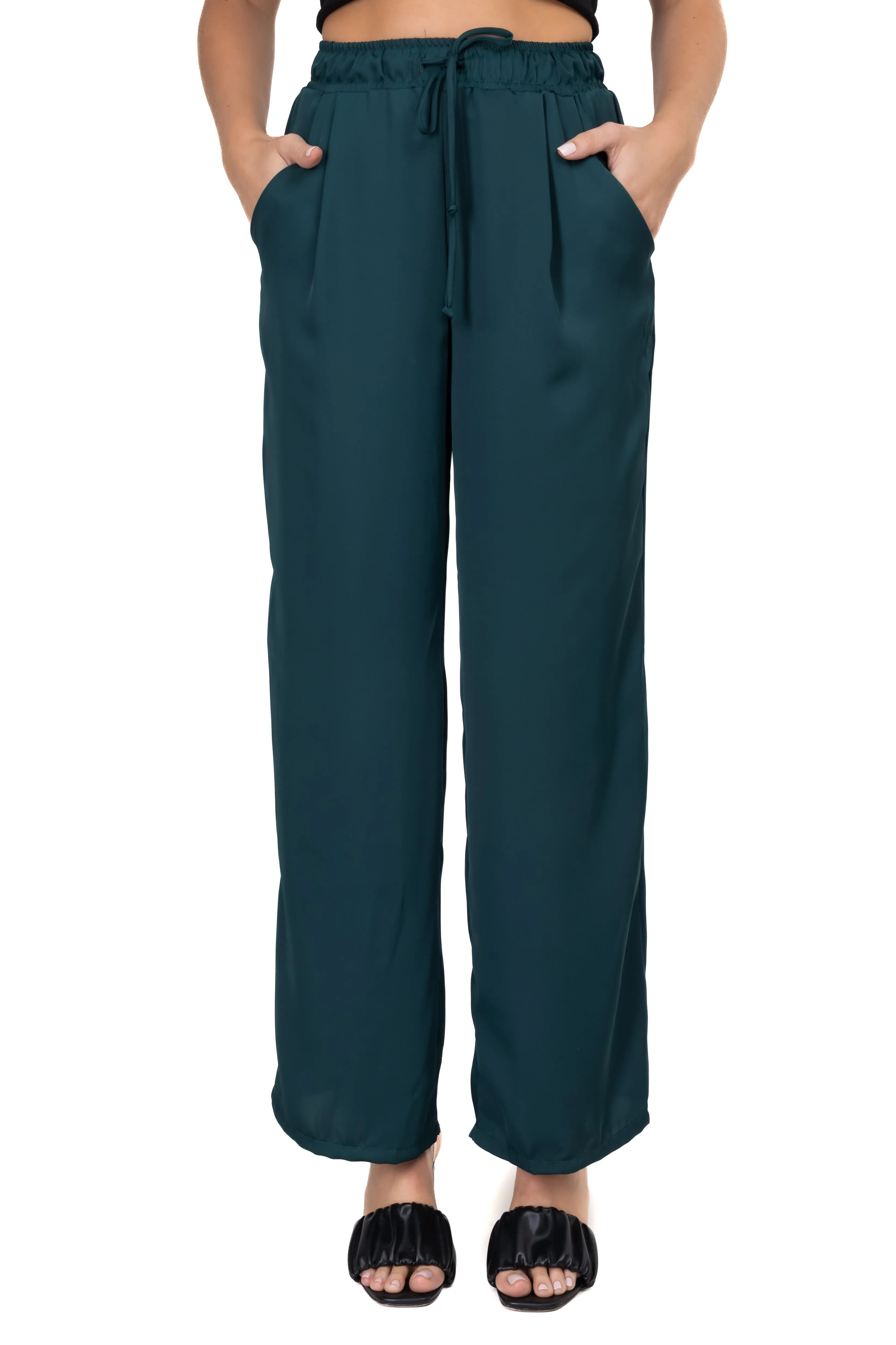 Pantalón wide leg satinado cintas sold by Shasa