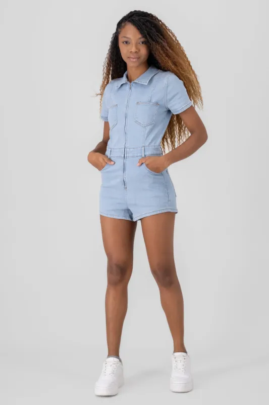 Romper denim con cierre y bolsas sold by Shasa