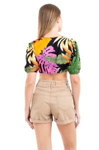 Top crop manga abullonada tropical sold by Shasa
