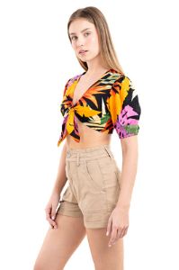 Top crop manga abullonada tropical sold by Shasa