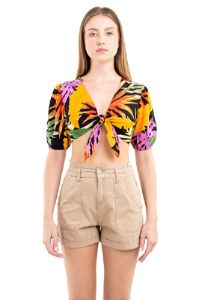 Top crop manga abullonada tropical sold by Shasa
