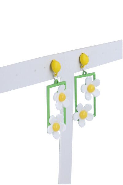 Aretes colgantes rectángulo flores sold by Shasa product image thumbnail 2