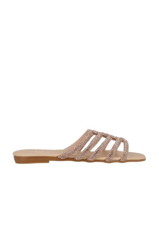 Sandalia slide tiras brillos sold by Shasa