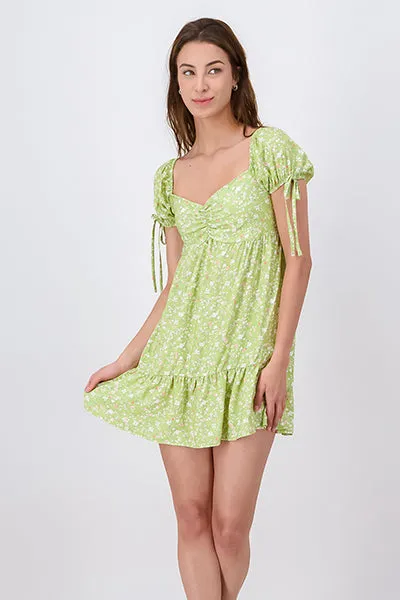 Vestido mini plisado flores sold by Shasa