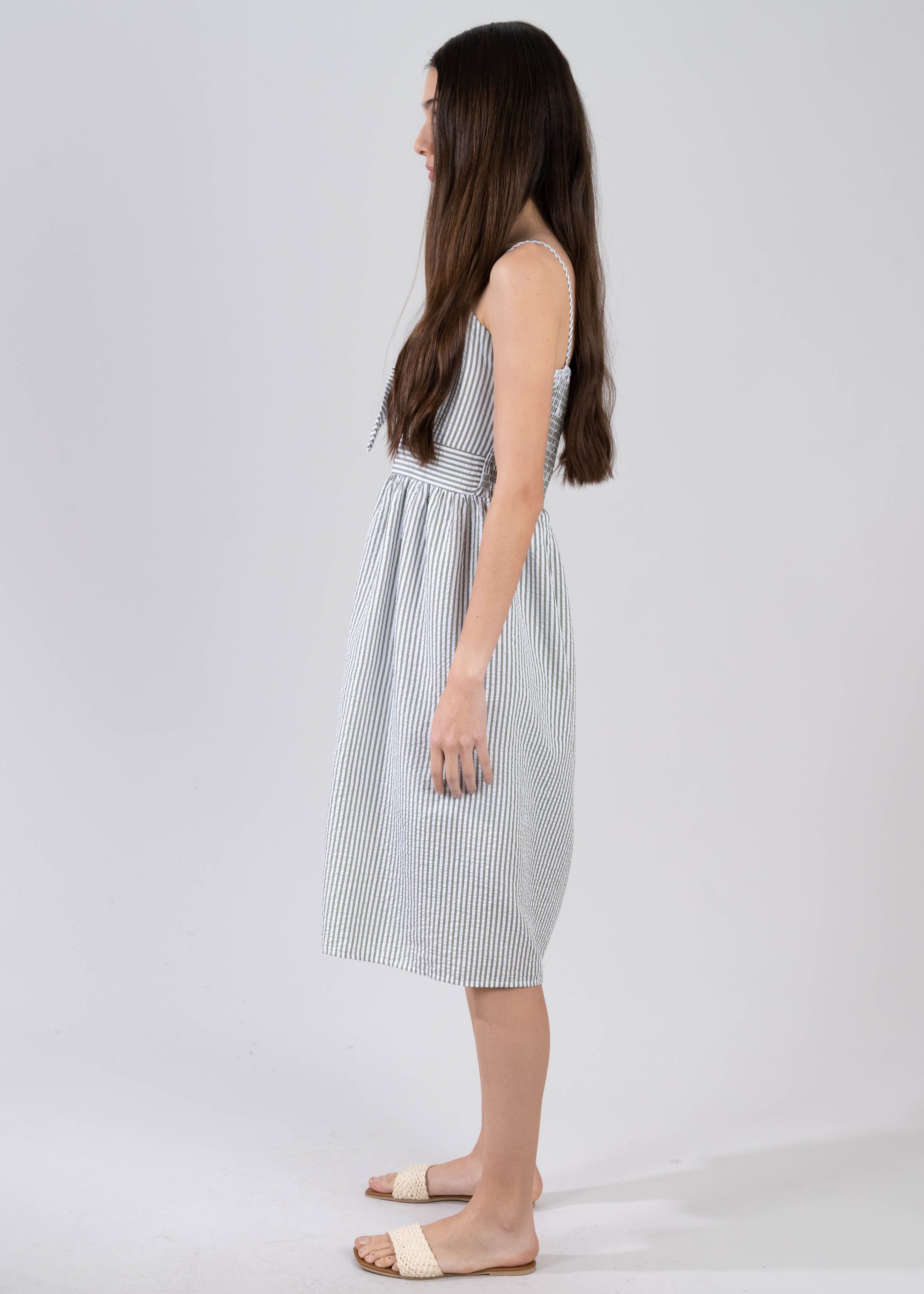 Vestido midi escote nudo estampado rayas sold by Shasa product image thumbnail 3