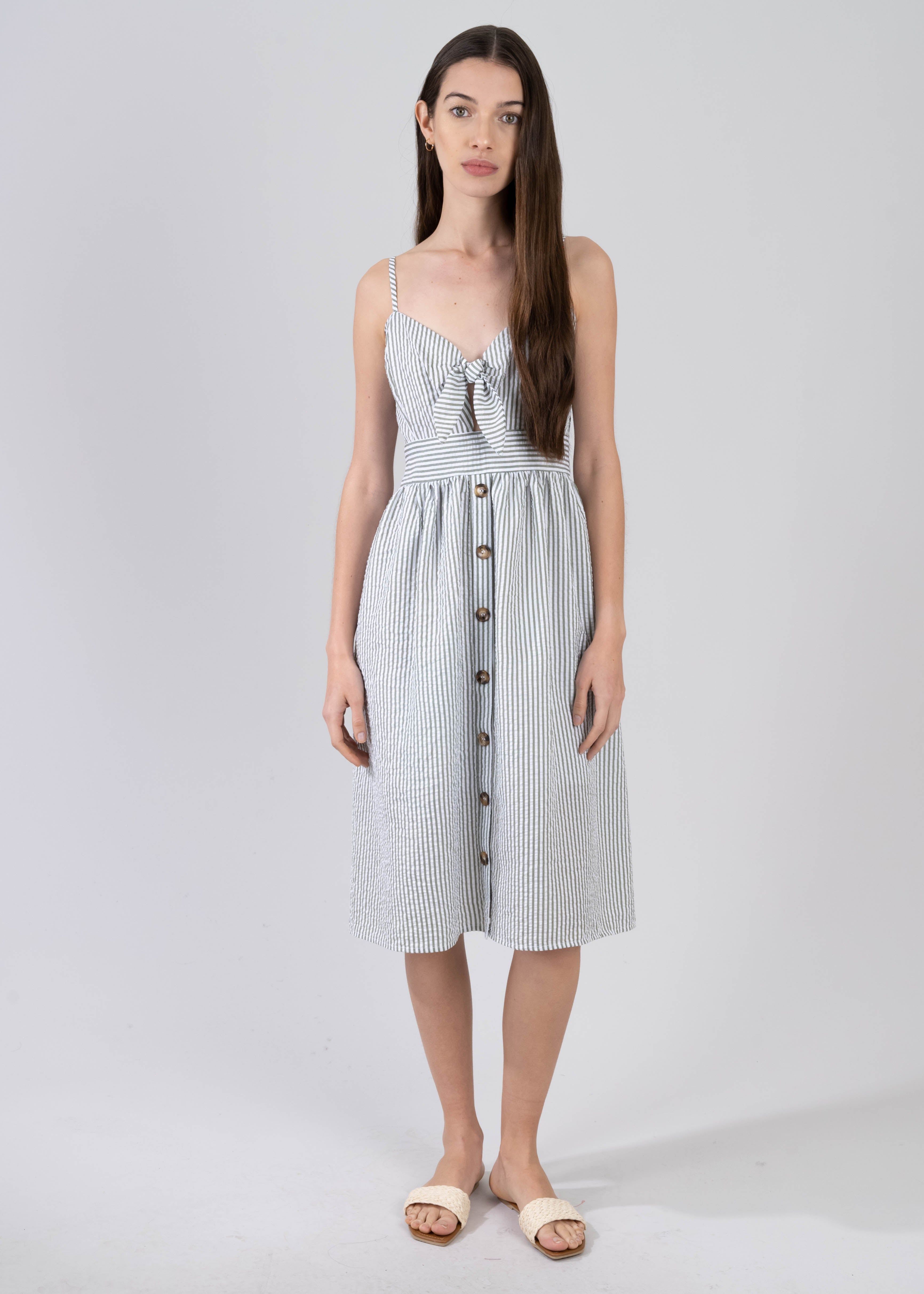 Vestido midi escote nudo estampado rayas sold by Shasa product image thumbnail 2