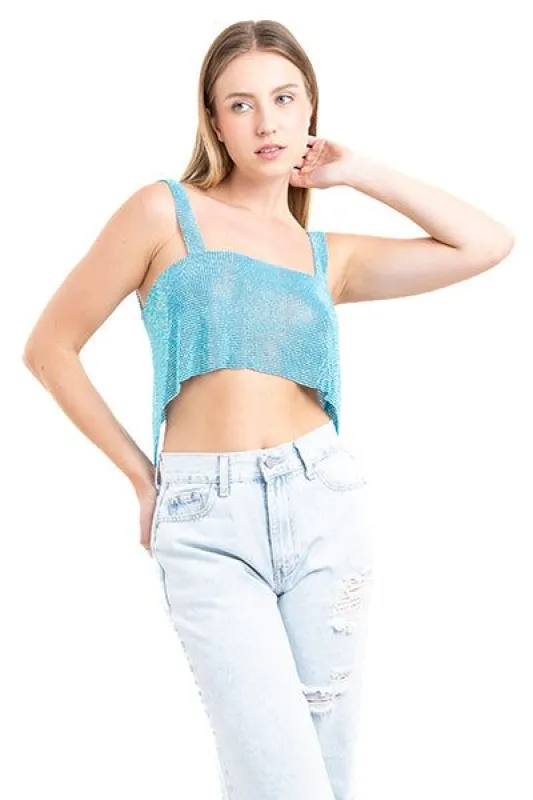 Top crop espalda descubierta brillos sold by Shasa