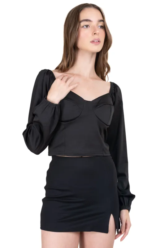 Blusa bustier manga larga satín sold by Shasa