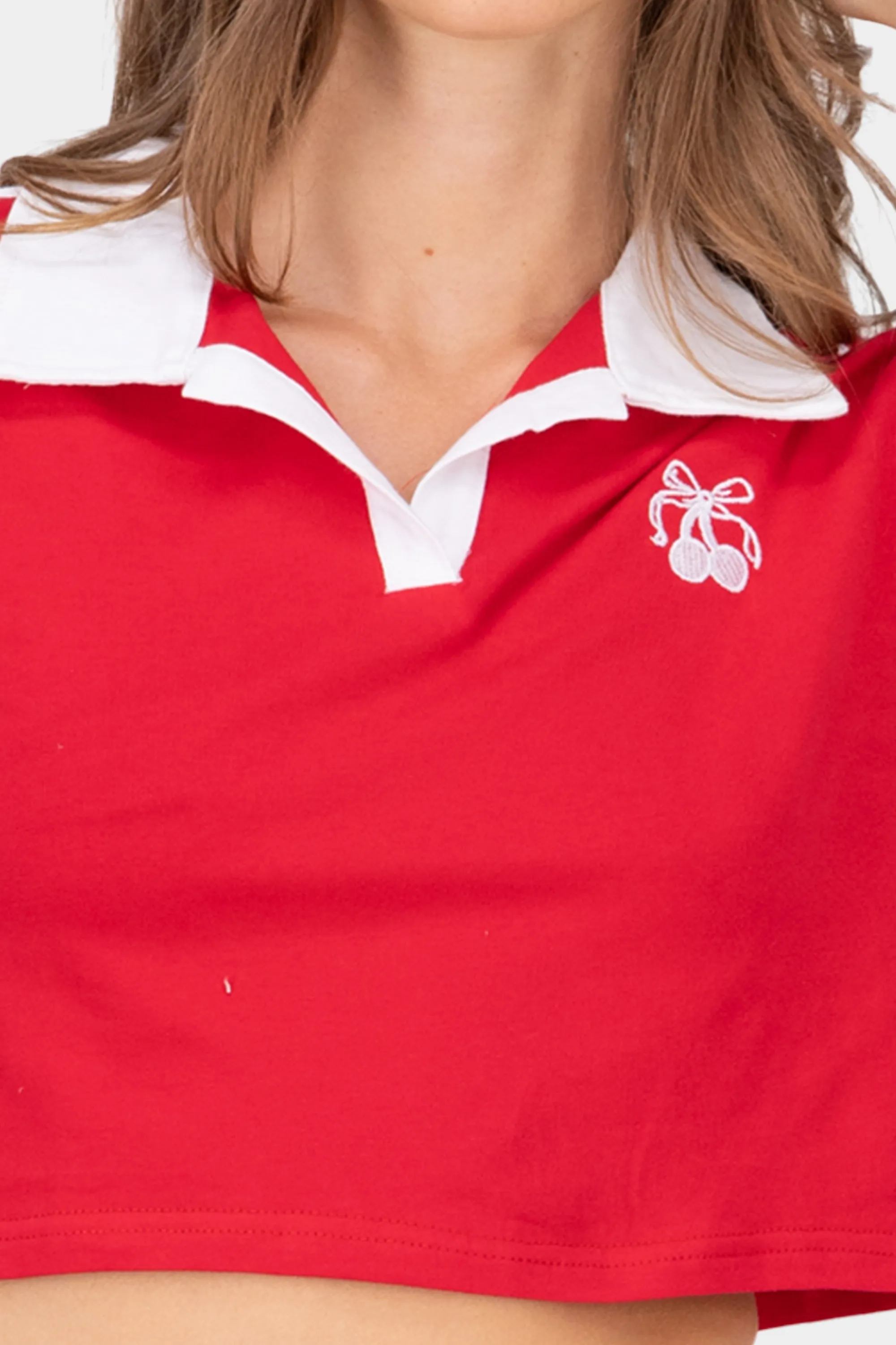 Playera cuello polo con contraste y cerezas sold by Shasa product image thumbnail 5