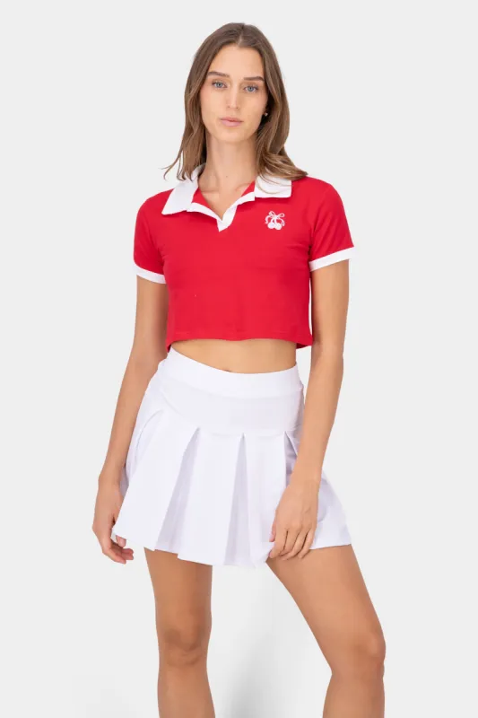 Playera cuello polo con contraste y cerezas sold by Shasa