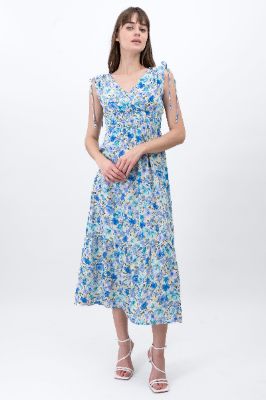 Vestido Maxi Flores Escote Cruzado sold by Shasa