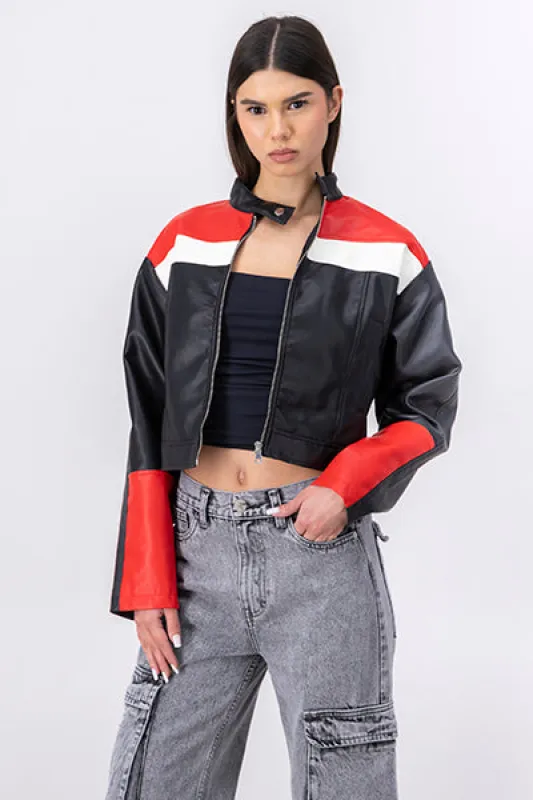 Chamarra efecto piel racer sold by Shasa