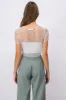 Top mesh manga corta lentejuelas sold by Shasa
