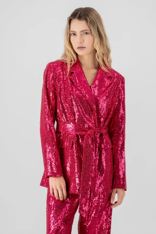 Saco brillos detalle cinturon sold by Shasa