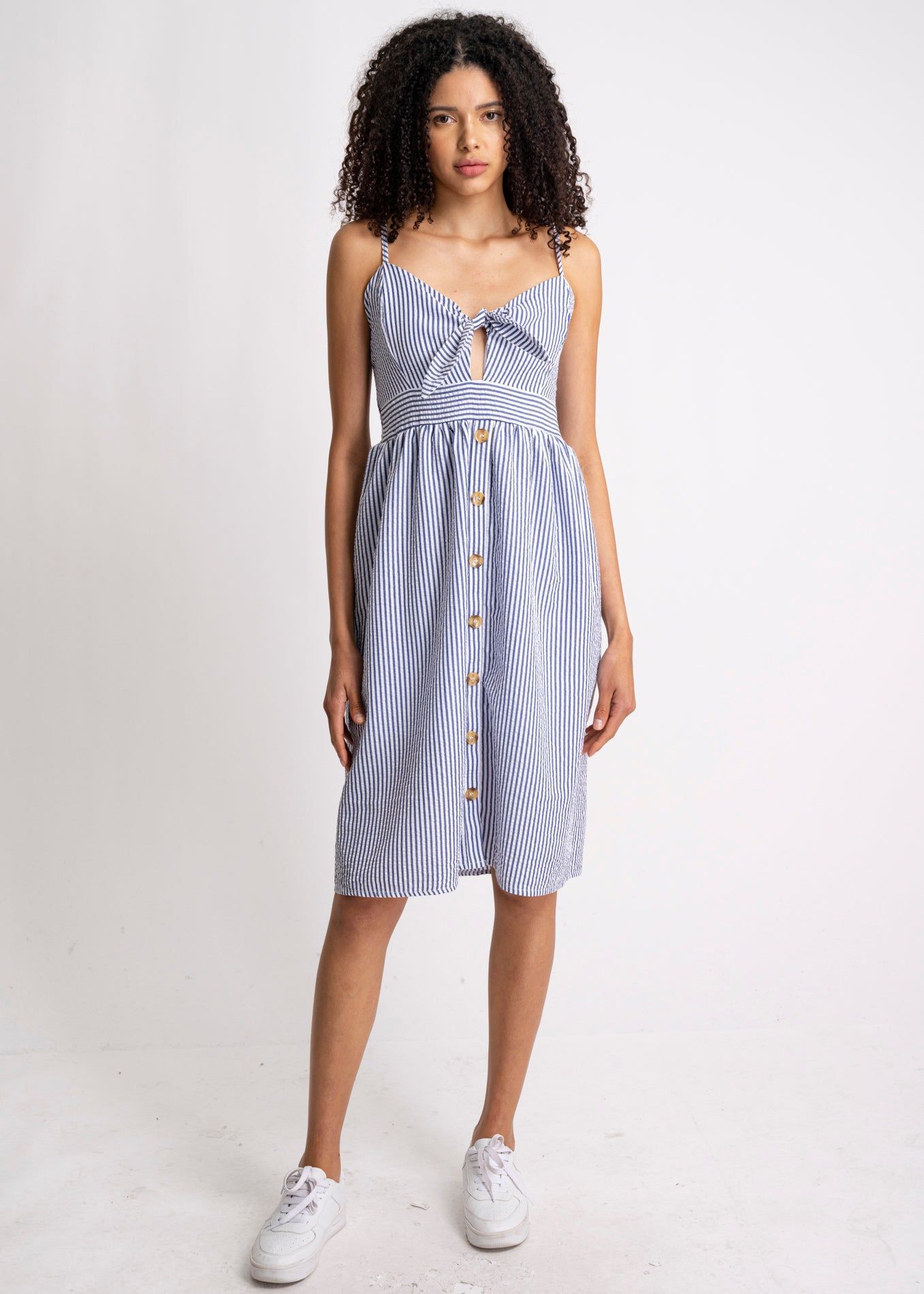 Vestido midi escote nudo estampado rayas sold by Shasa product image thumbnail 2