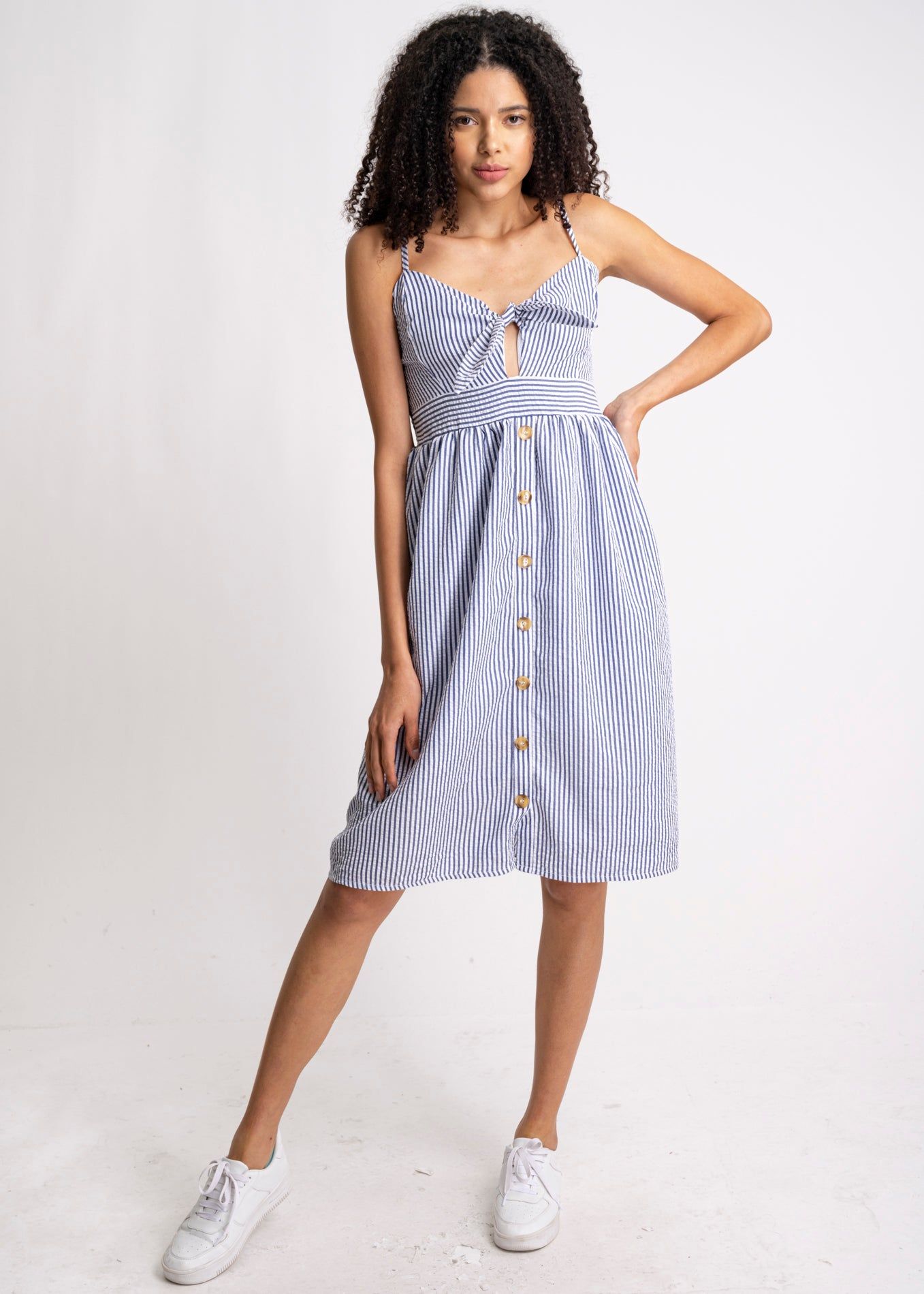 Vestido midi escote nudo estampado rayas sold by Shasa product image thumbnail 5