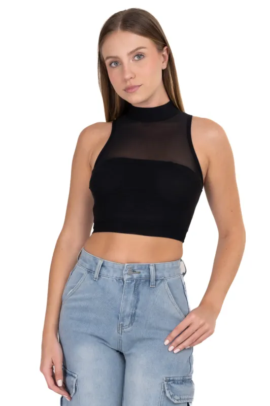Top tank cuello alto mesh sold by Shasa