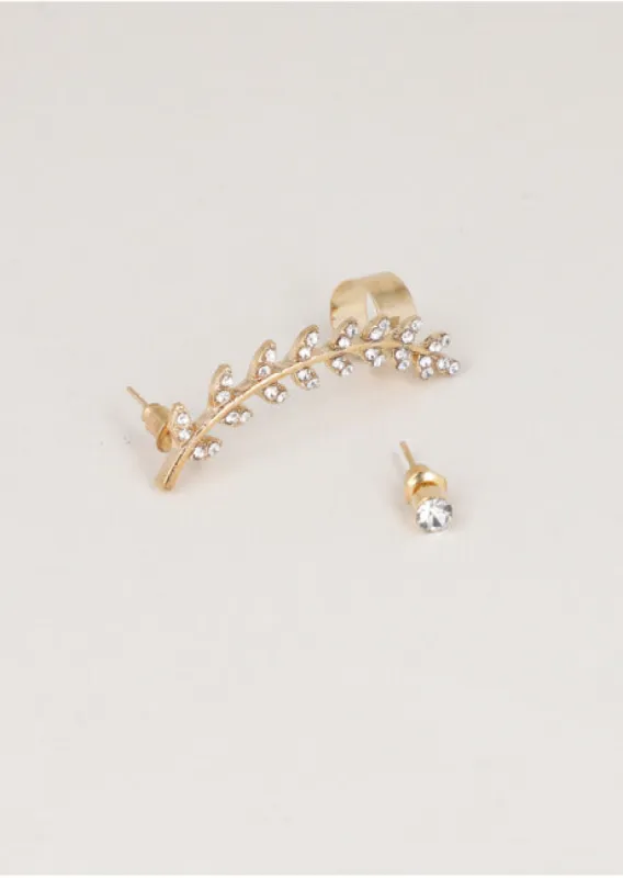 Set 2 piezas earcuff hojas brillos sold by Shasa