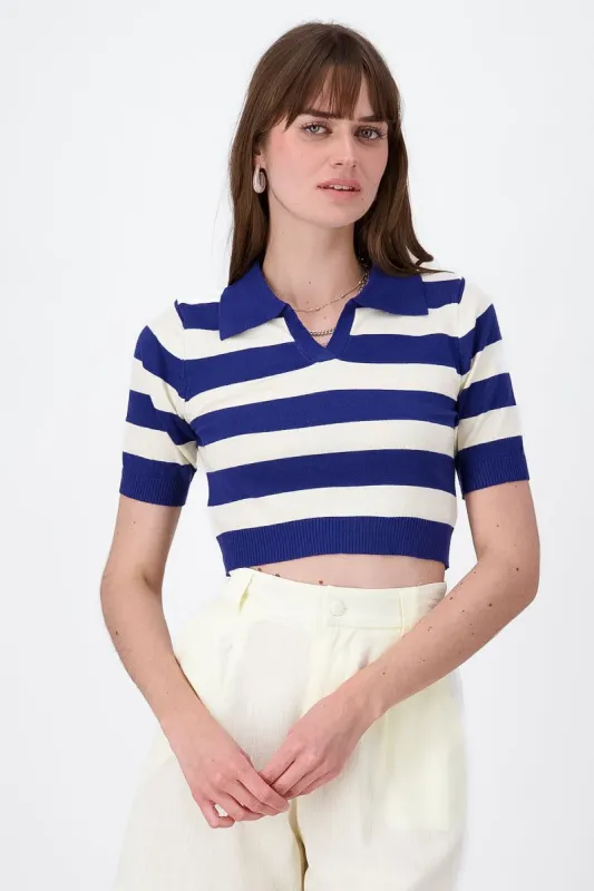 Top Cuello Polo Estampado De Rayas sold by Shasa