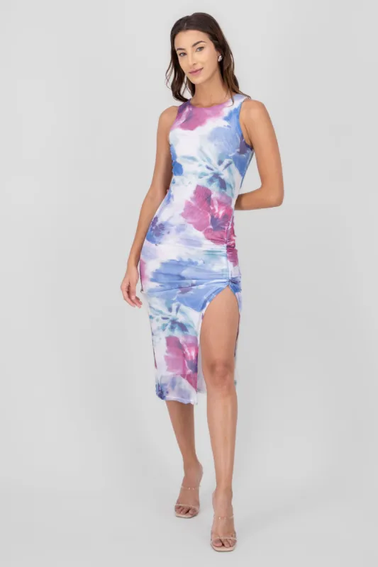 Vestido maxi flores detalle plisado sold by Shasa