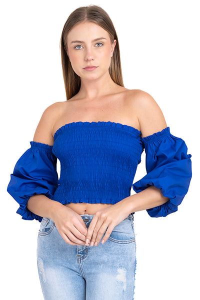 Top crop plisado elástico sold by Shasa