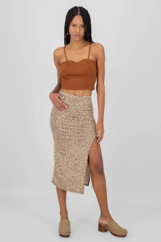 Falda midi animal print fruncido sold by Shasa