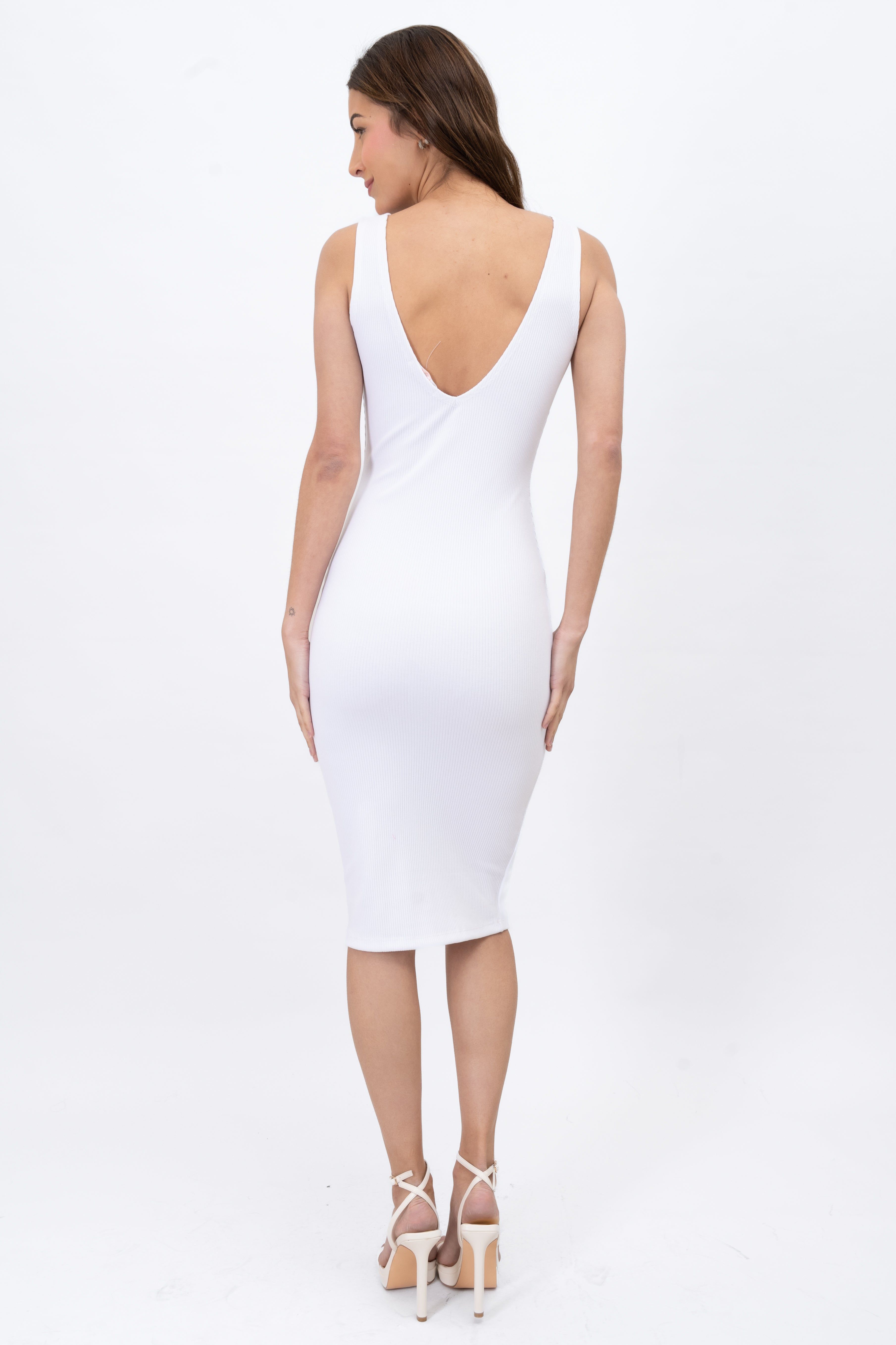 Vestido midi acanalado cuello redondo sold by Shasa product image thumbnail 4