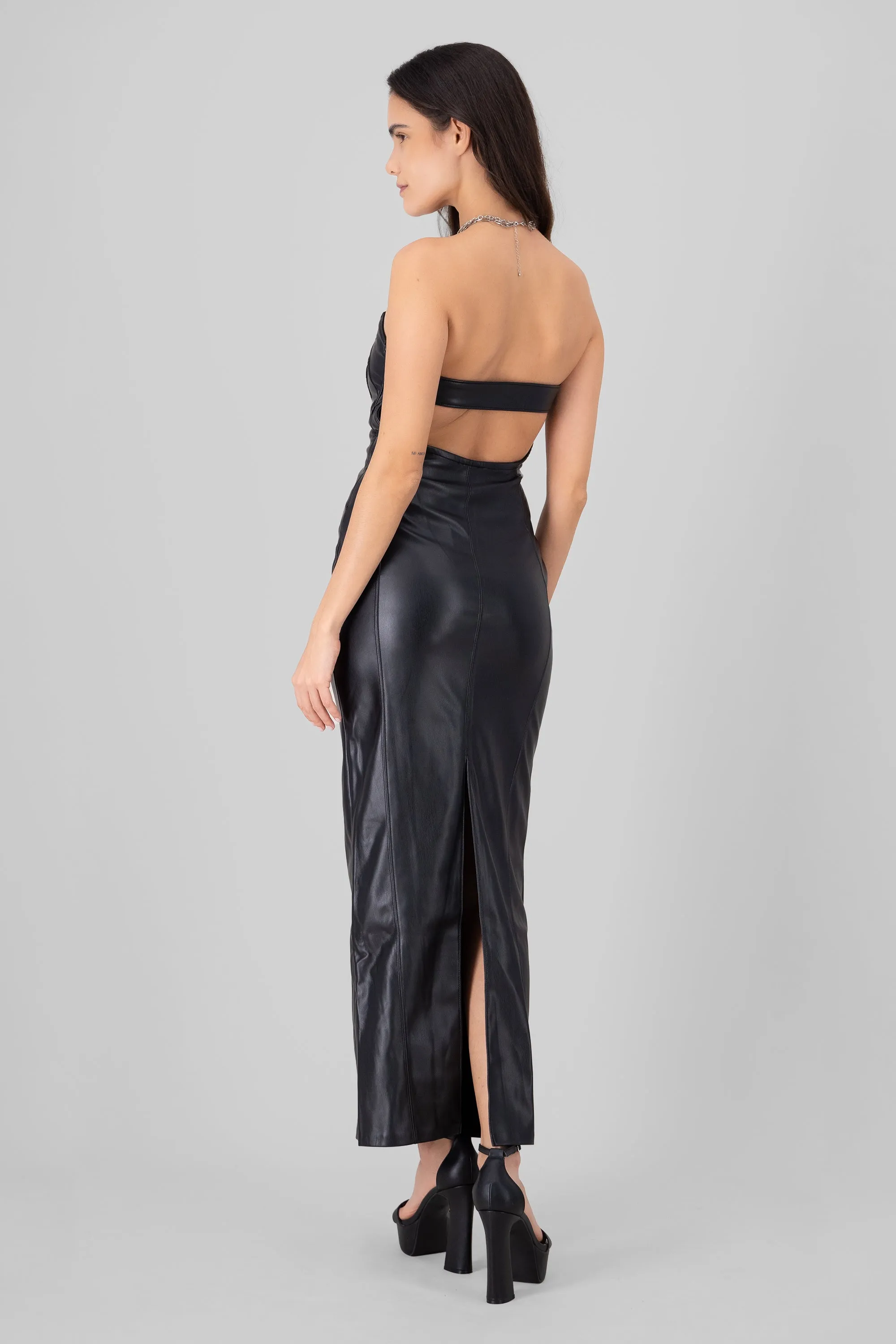 Vestido maxi strapless PU liso sold by Shasa