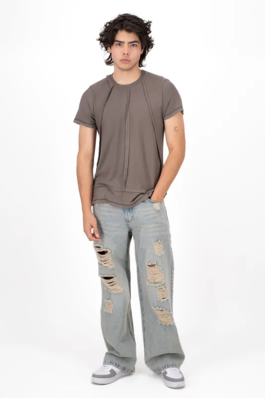 Jeans Straight Detalle Destrucciones sold by Shasa