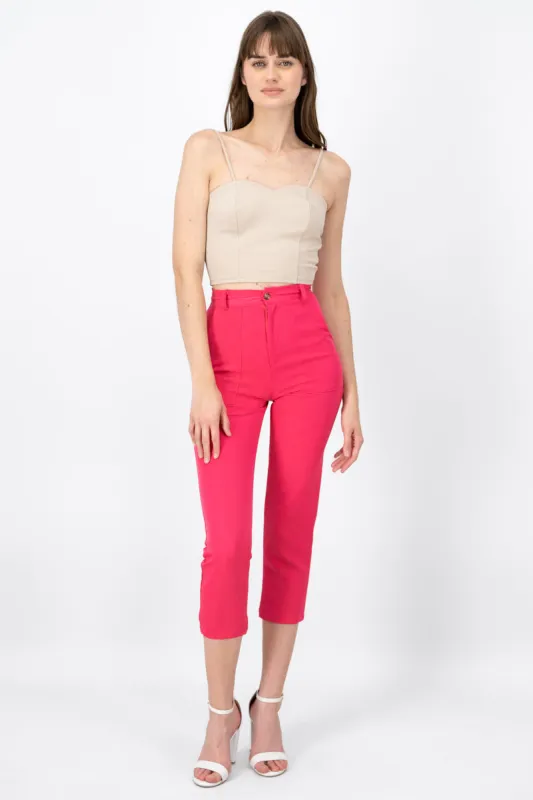 Pantalón Cintura Alta Capri Bolsas sold by Shasa