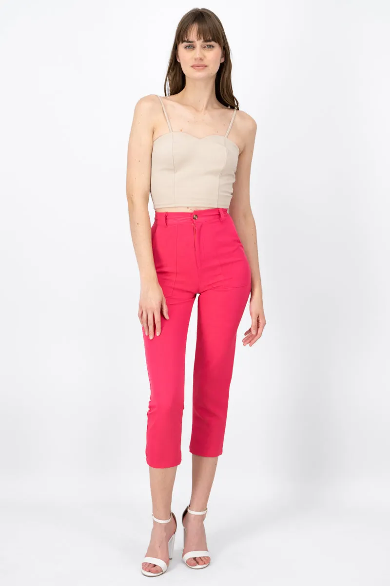 Pantalón Cintura Alta Capri Bolsas sold by Shasa