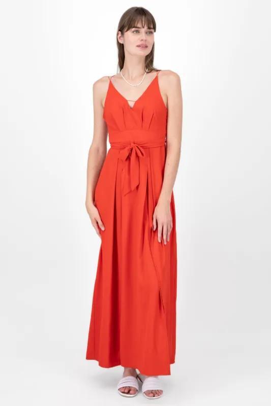 Vestido maxi escote v abertura pierna sold by Shasa