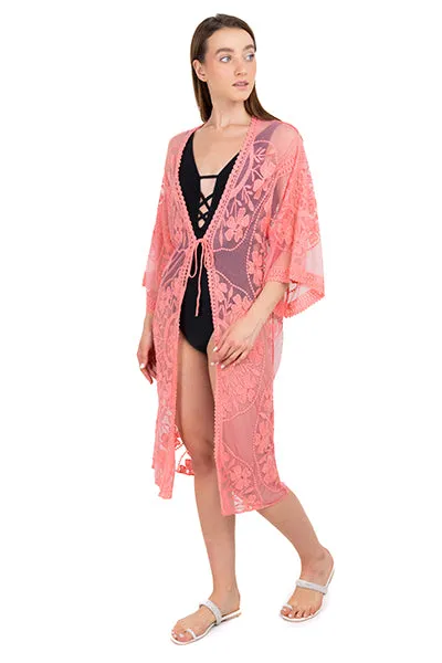 Kimono midi crochet mesh sold by Shasa