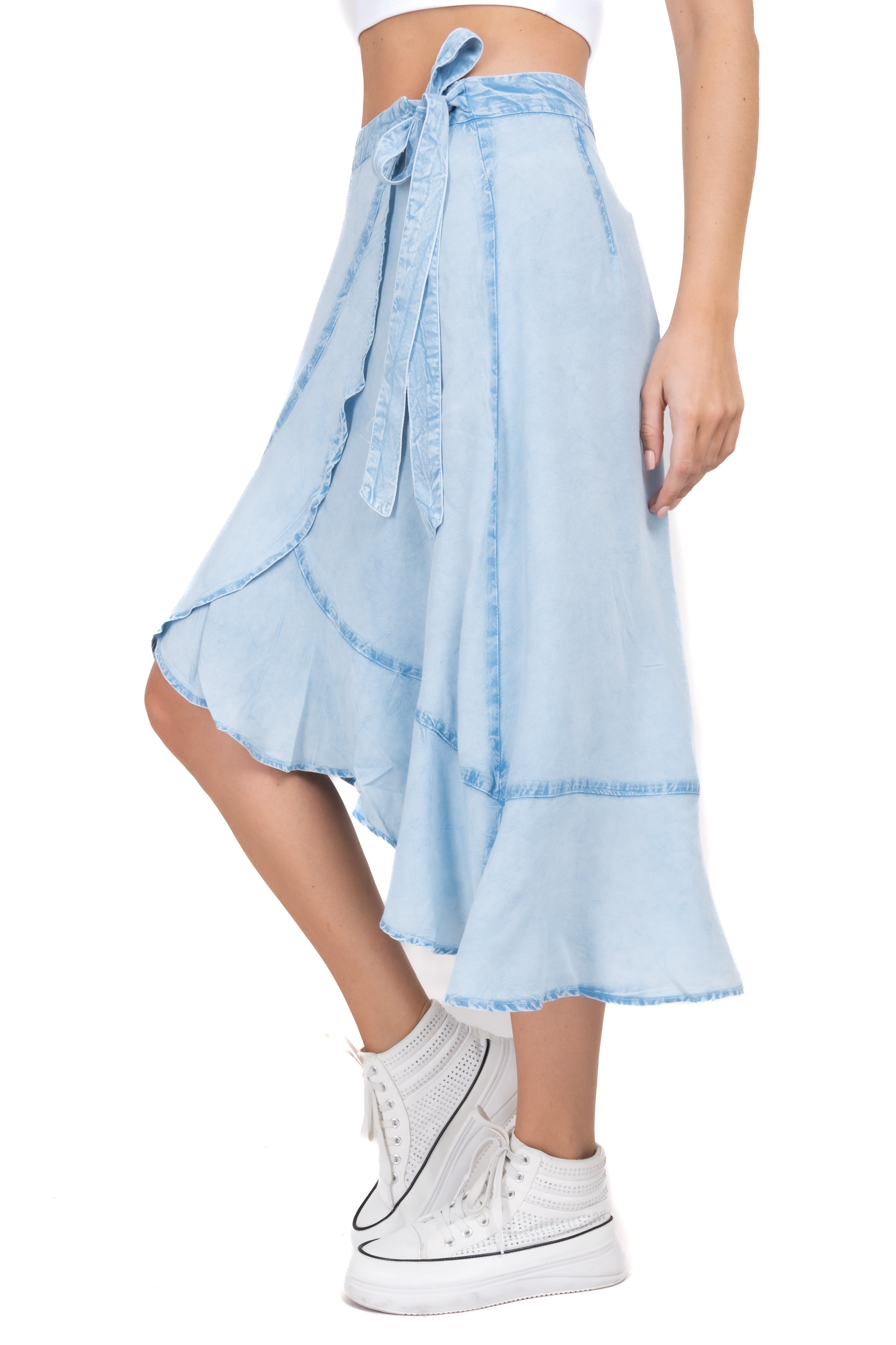 Falda midi wrap denim sold by Shasa product image thumbnail 3