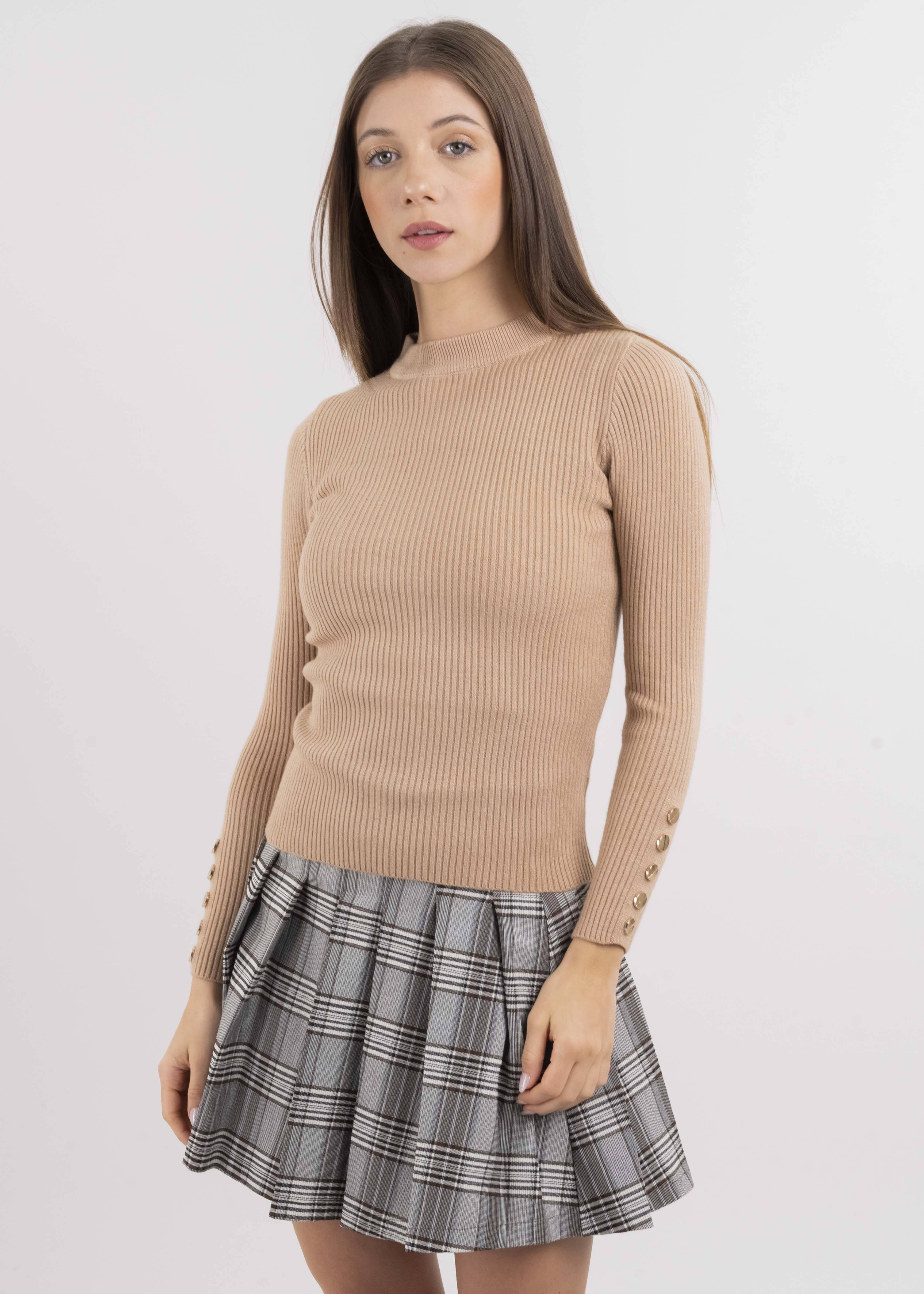 Suéter acanalado cuello alto botones sold by Shasa product image thumbnail 2