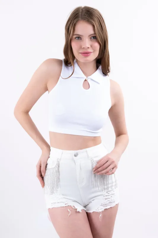 Top cuello solapa acanalado sold by Shasa