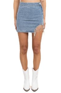 Falda mini denim brillos sold by Shasa