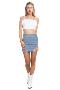 Falda mini denim brillos sold by Shasa