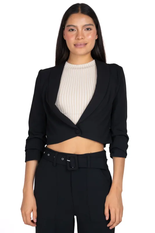 Saco crop botón elevadores mangas sold by Shasa