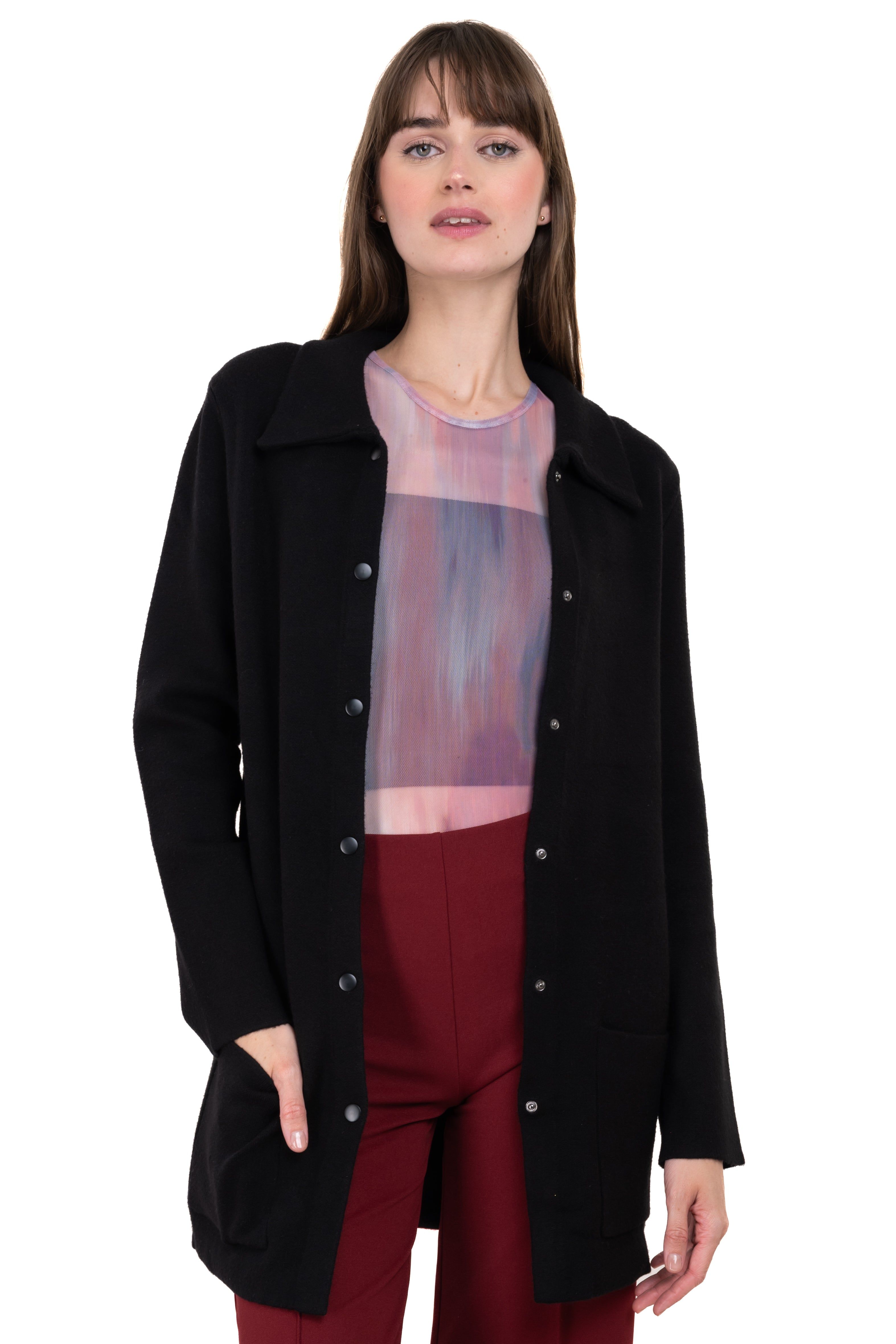 Cárdigan largo cuello solapa sold by Shasa