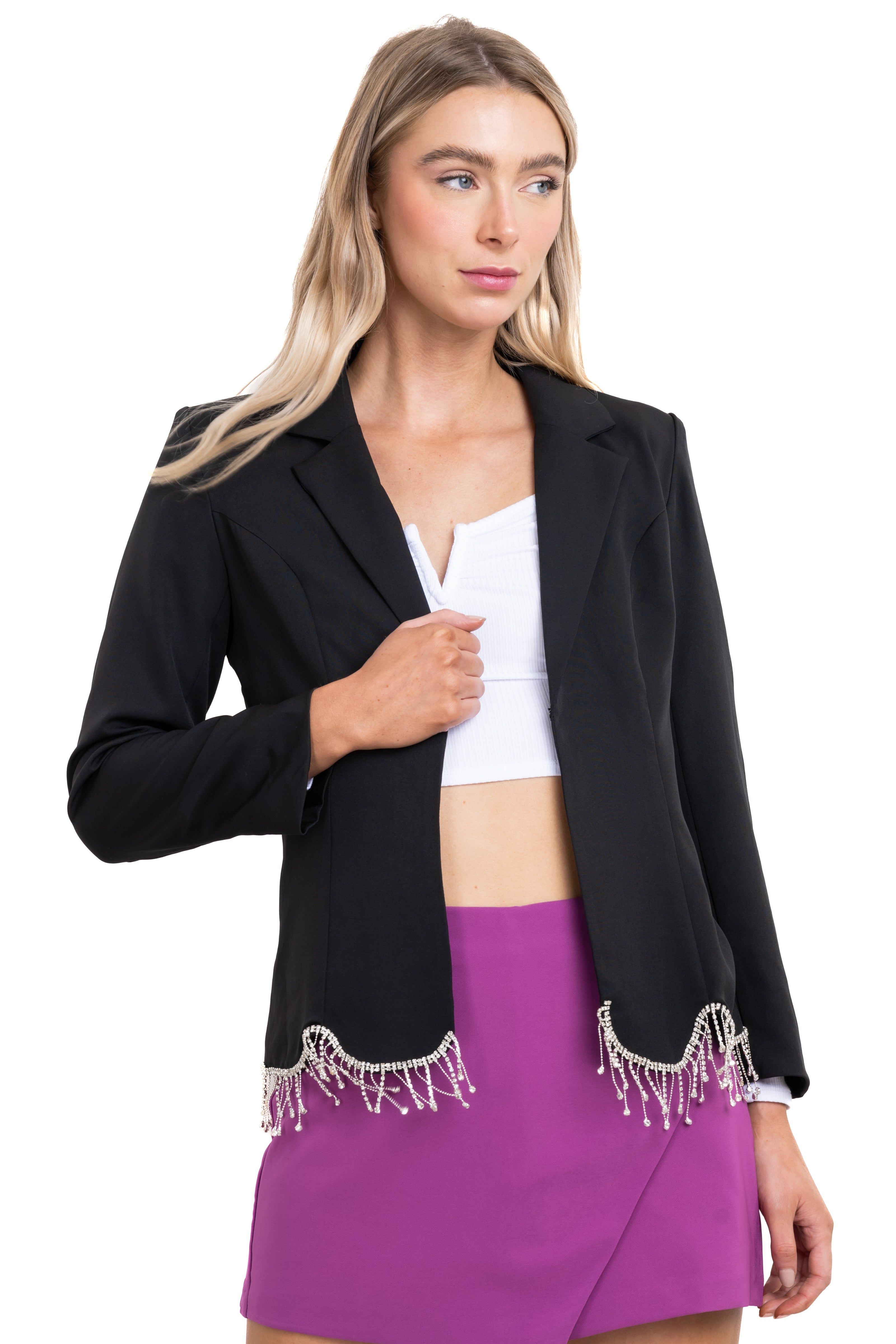 Saco liso fleco brillos sold by Shasa