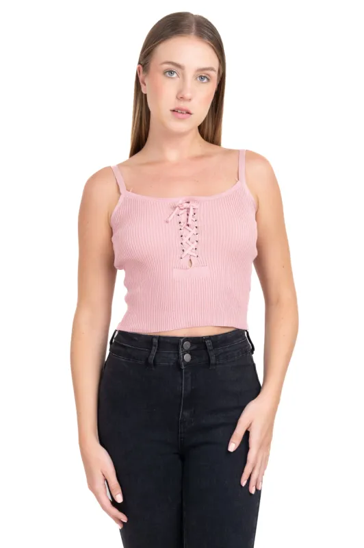 Top tirantes escote lace up sold by Shasa