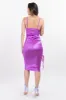 Vestido midi satín escote drapeado sold by Shasa