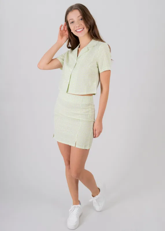 Falda mini cuadros textura sold by Shasa