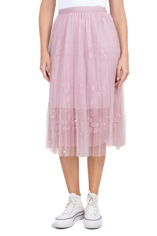 Falda midi plisado mesh sold by Shasa