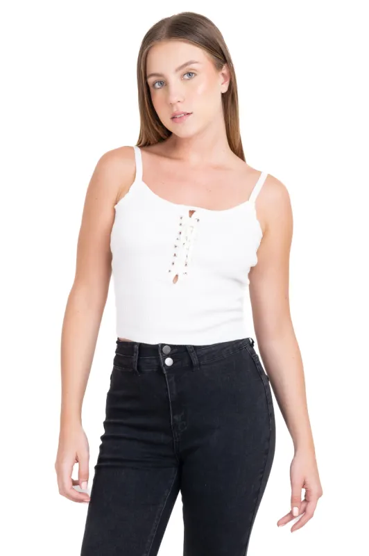 Top tirantes escote lace up sold by Shasa