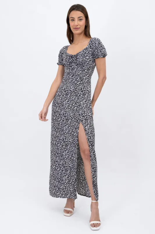 Vestido maxi abertura flores sold by Shasa