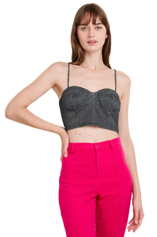 Top crop bustier lurex sold by Shasa